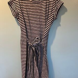 J. Crew Black and White Striped Midi Dress